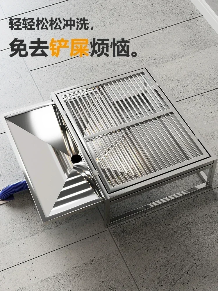 Stainless Steel Square Tube Dog Toilet Flushable Drain Direct To Sewer For Medium Large Dogs