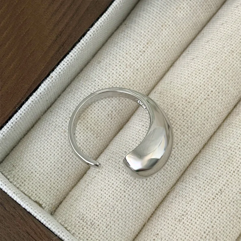 925 Sterling Silver Water Droplet Stackable Rings For Women Chrome Ring Wedding Luxury Elegant Jewelry Accessories Jewellery