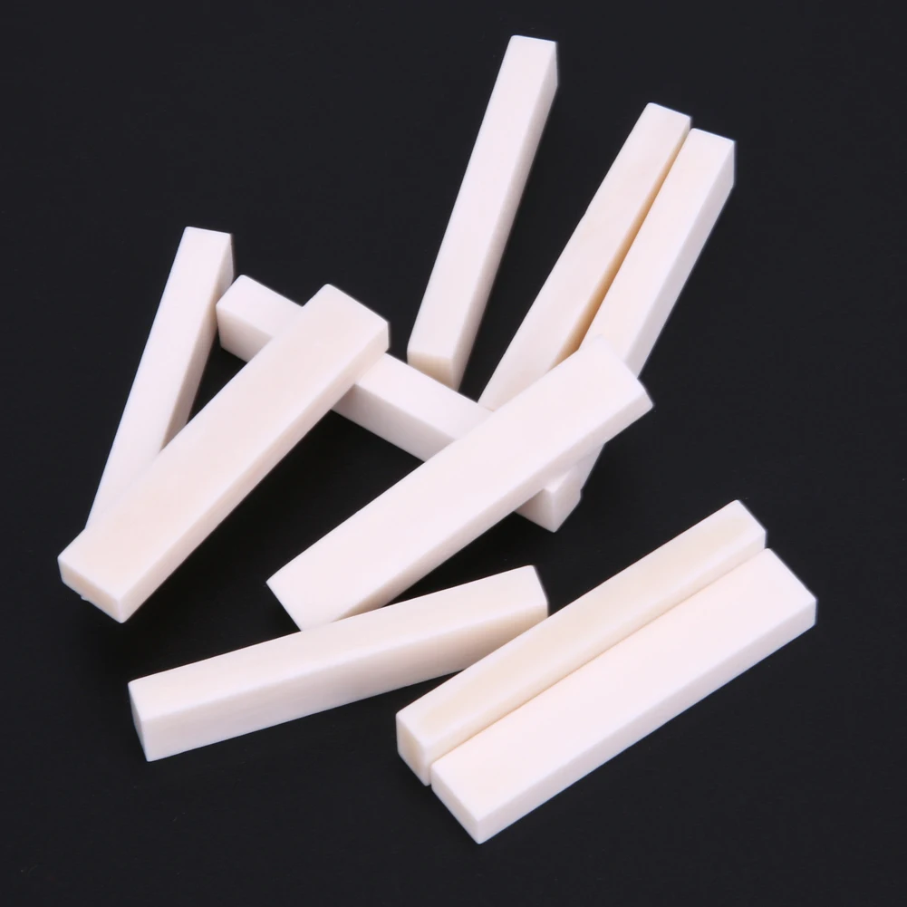 10pcs Guitar Blank Bone Nut Professional Buffalo Bone Guitar Bridge Nuts Replacement Lightweight Durable Musical Instrument Part