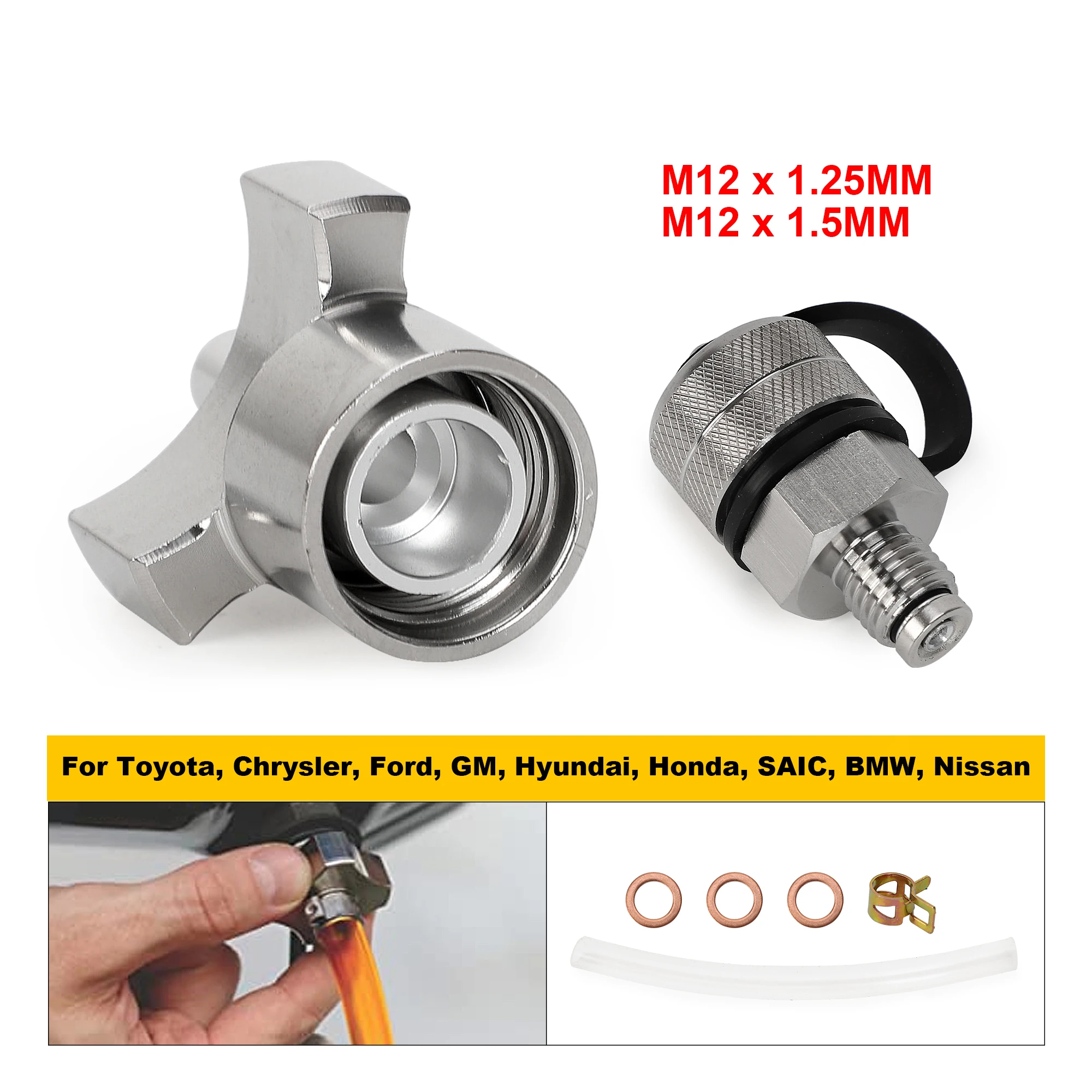 

Aluminum Alloy Quick Twist Oil Drain Valve oil drain Valve Quick Drain suitable For M12*1.25 M12*1.5 with hose attachment