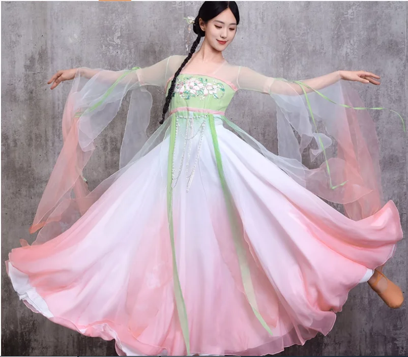 Chinese Dance Art Test Hanfu Female Classical Dance Performance Costume Yarn Clothes