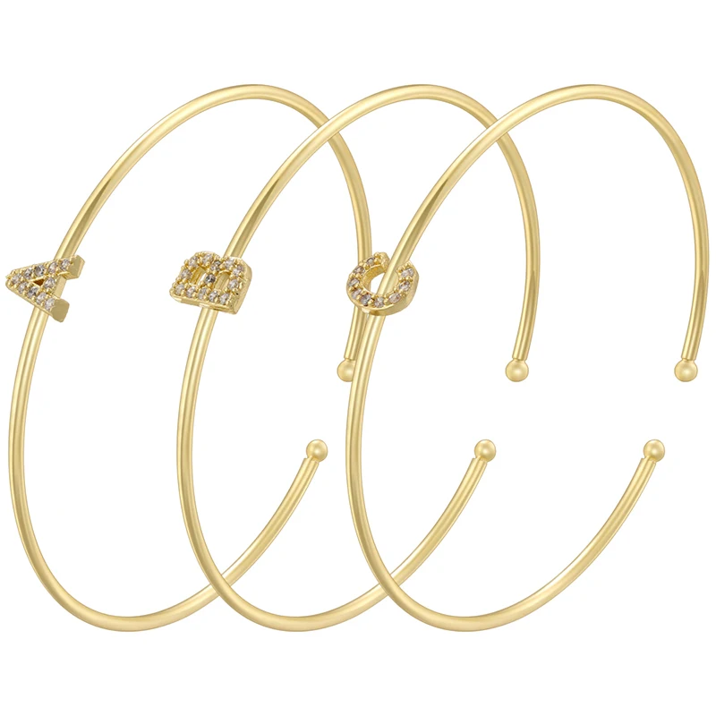 

ZHUKOU 18K gold plated micro-set zirconia 26 letters A-Z simple unisex bracelet lucky letters bracelet golden: VL519