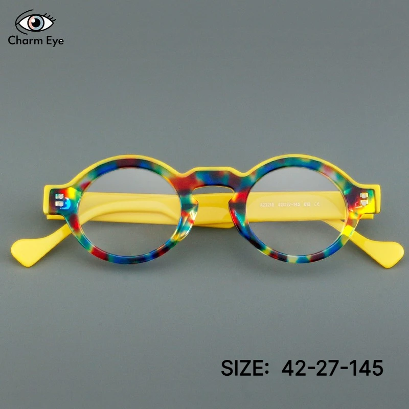 Acetate Glasses for Women Tortoises Green Retro Handmade Circular Frame 23210 Personalized Fashion Men Reading Myopia Eyeglasses