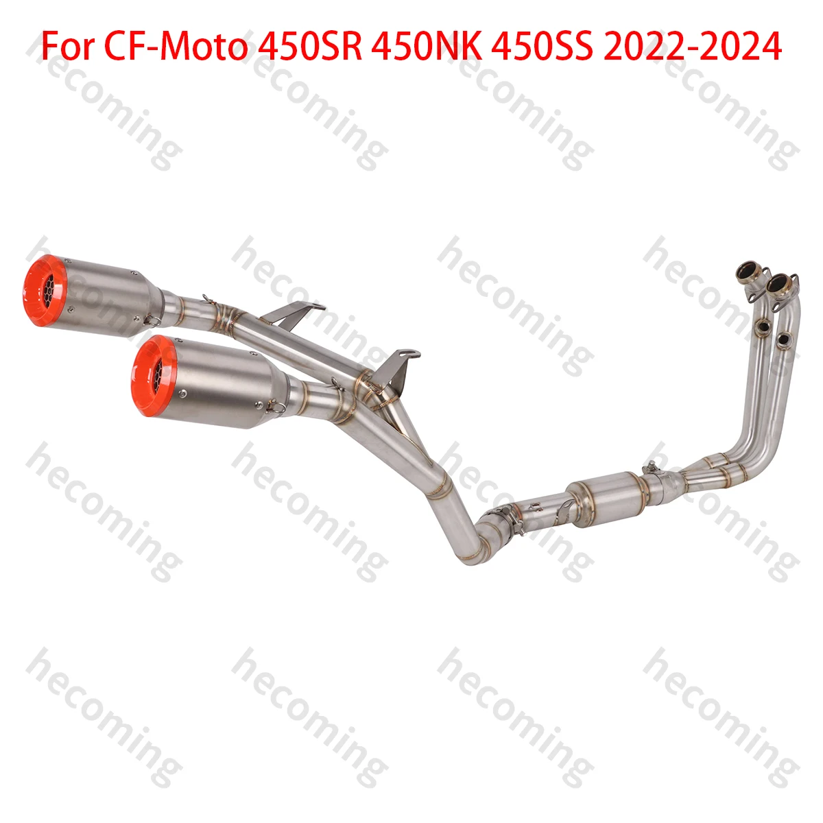 Dual Muffler Pipe Slip On For CFMOTO 450SR 450SS 450NK 2022-2024 Motorcycle Exhaust Escape Modify Front Link Pipe