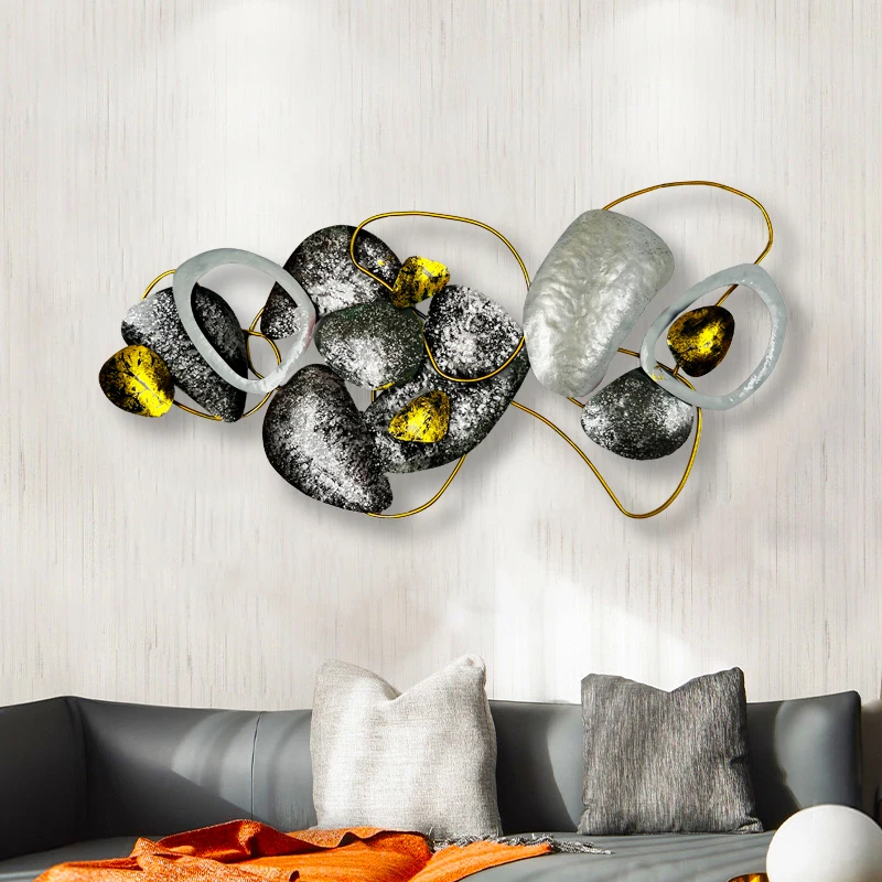 

-135X65 Factory Direct 2024 Luxury 3D Iron Handicraft Wall Decoration Stone Shape Living Room Background Dropshipping Product