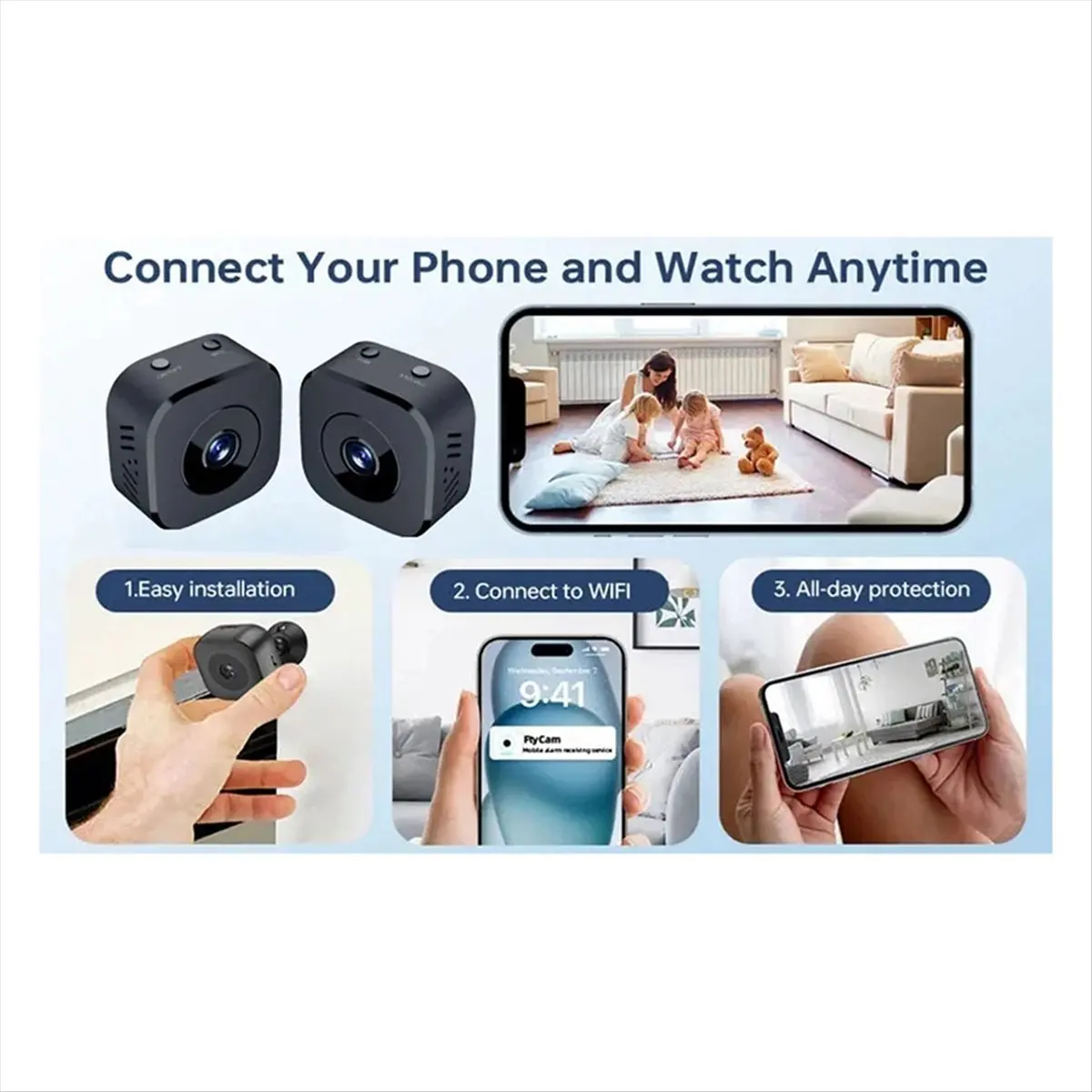 

Stable- Mini 4K HD Camera Wireless 2.4G WiFi Monitoring Protection Remote Night Vision Surveillance Voice Video Security Camera