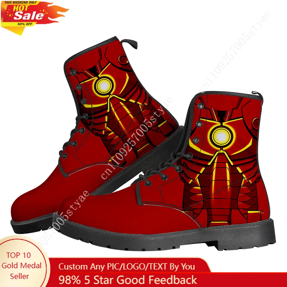 

Marvel Iron Man Tony Stark Boots Mens Womens Teenager Shoes Casual Boot Outdoor High Quality Couple Customize Shoe