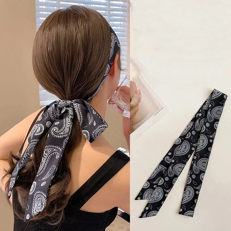 حزام خصر منقوش طويل نحيف مع وشاح ربطة عنق جينز - ربطة شعر عصرية وإكسسوار ديكور لملابس أنيقة #3