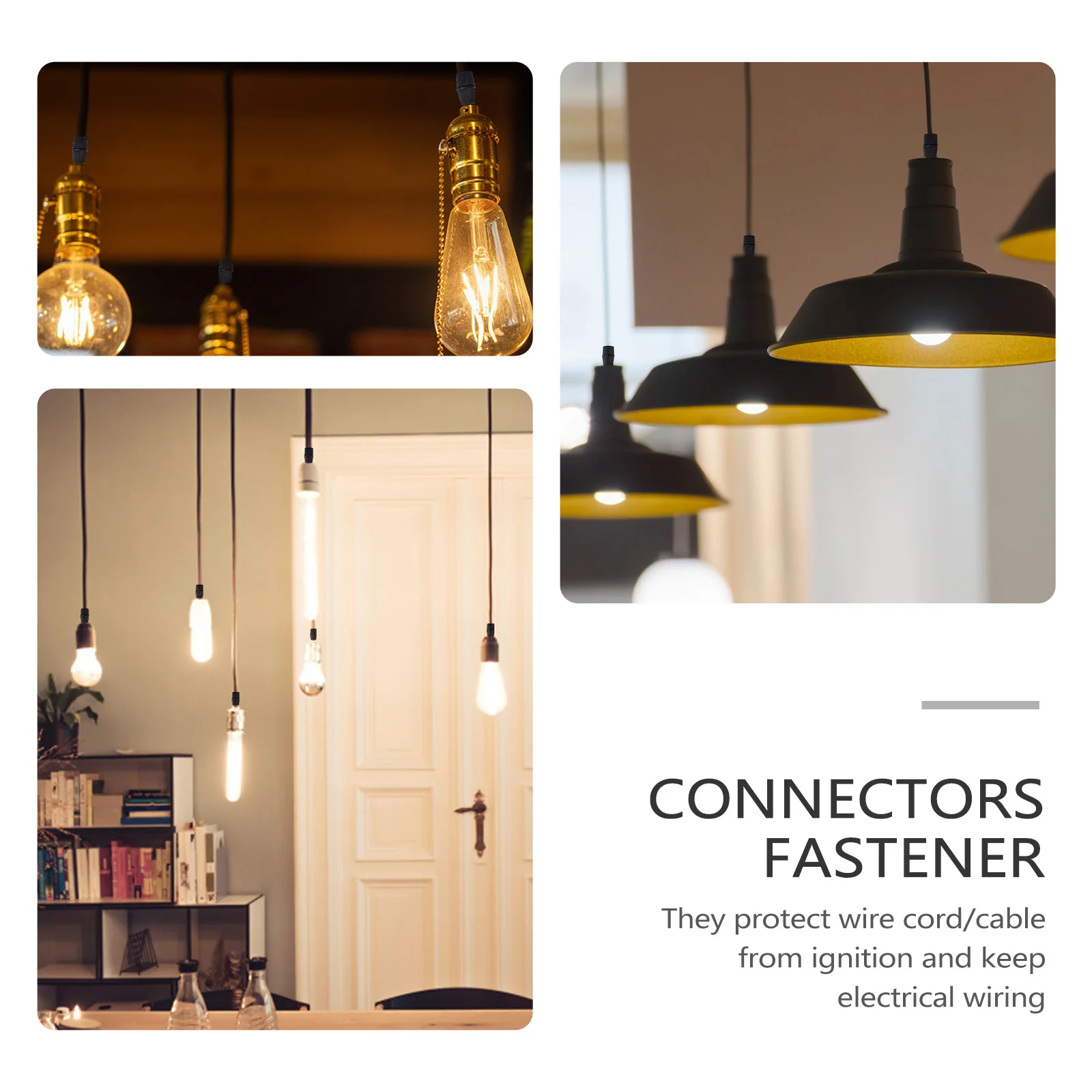 

100Pcs Cable Glands Black Plastic Cable Grips Strain Relief Connector for DIY Hanging Lighting Accessories Parts Home Decoration