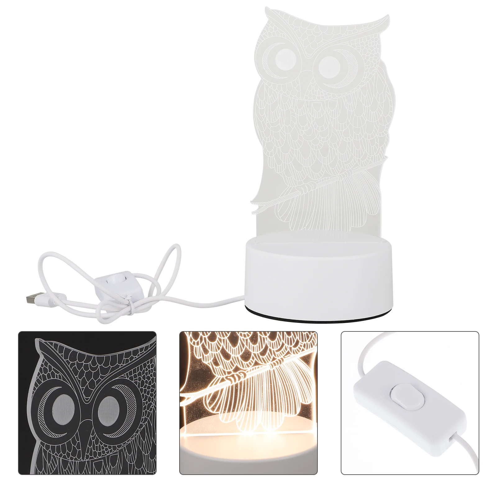 

Owl 3D Lamp LED USB Animal Shape Lamp Bedroom Visual Lighting Small Bedside Animal Shape Light Decor Night Lamps