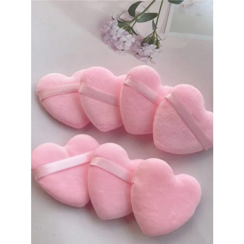 ハート型のベルベットパウダーパフ、輪郭、目とコーナーエリア用に設計、ビューティーブレンダー、8個