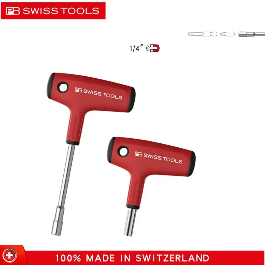 

PB 1254.10-30M 1254.10-100M SWISS Т-образная отвертка с коротким/длинным стержнем, сильный магнитный для прецизионных бит C6.3 и E6.3 1/4'