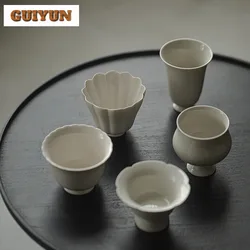 2pc/set Plant Ash Handmade Master Cup Zen Ceramic Tea Cup Small Tasting Mug Vintage Fragrance Cup Mug Chinese Teaware Ornaments