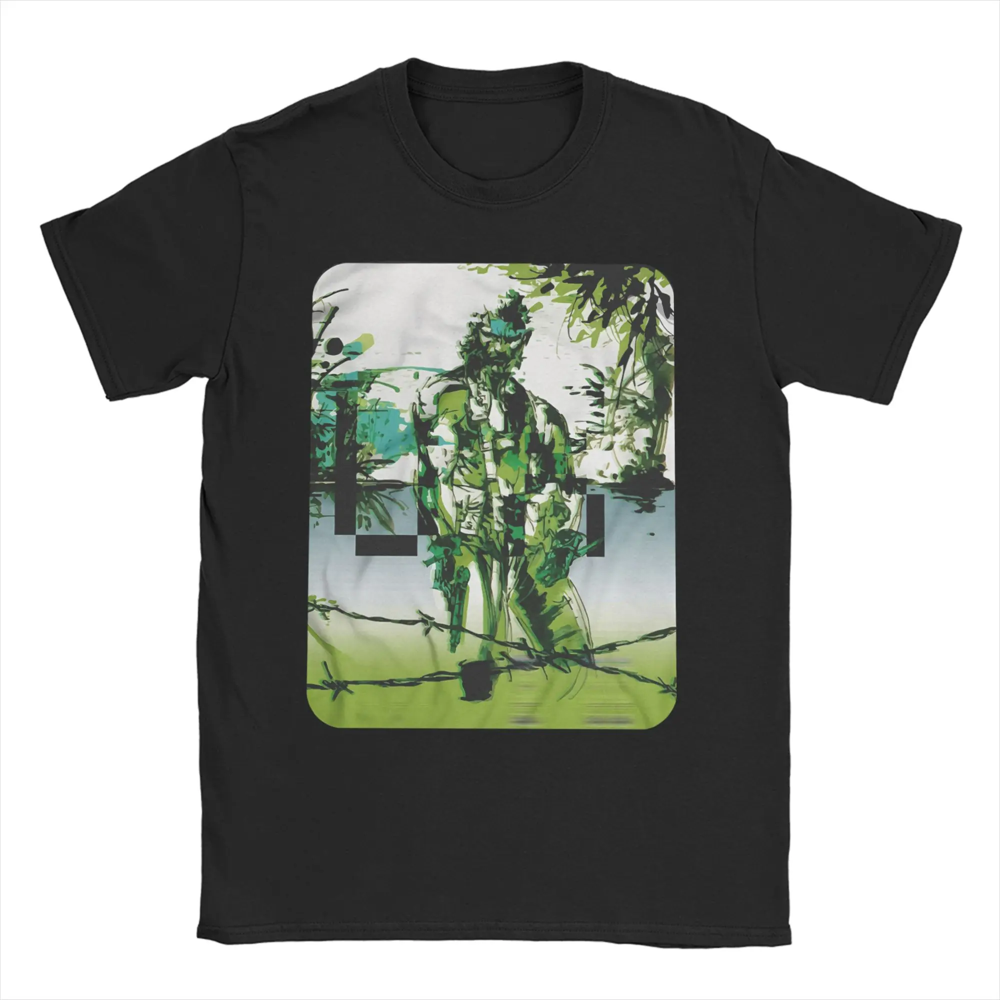 عارية الأفعى الكبير بوس في الغابة MGS3 ثعبان الآكل تي شيرت للرجال النساء ميتال جير الصلبة 3 100% القطن تي شيرت Crewneck تي شيرت #1