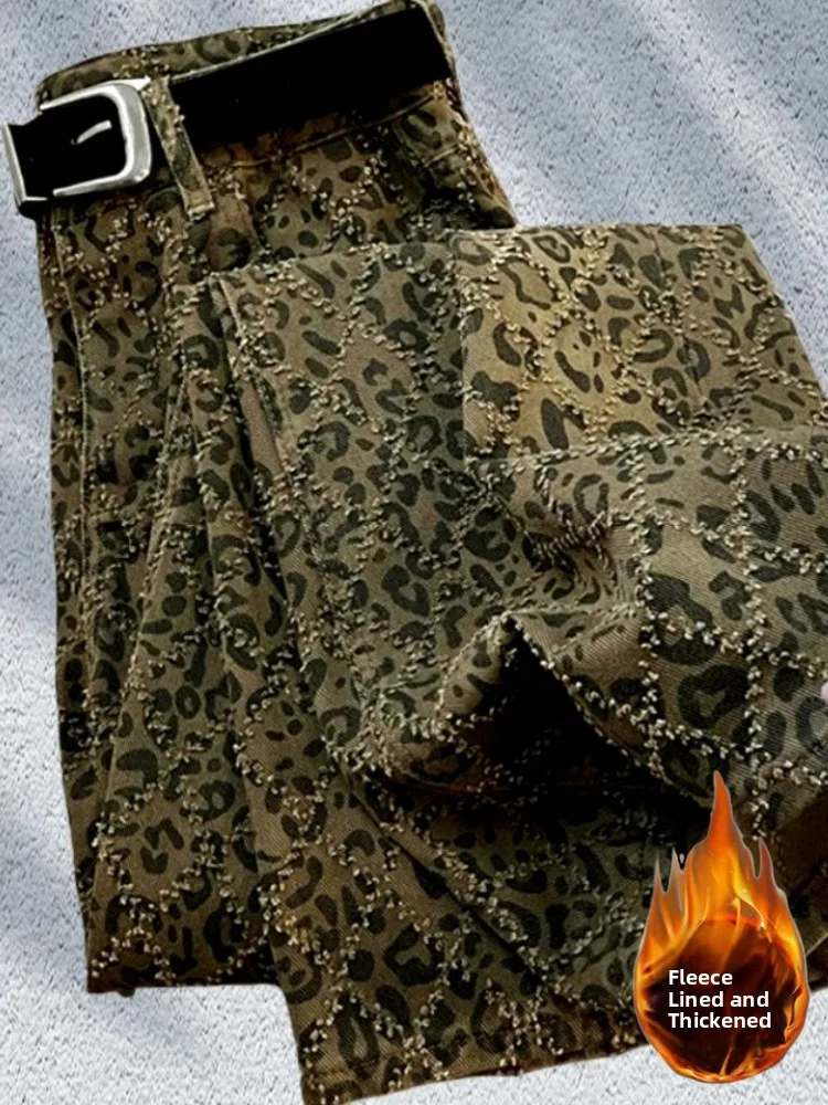 

Свободные женские брюки-харланы в корейском стиле с леопардовым принтом, широкие повседневные брюки с высокой талией, прямого кроя, весна-осень