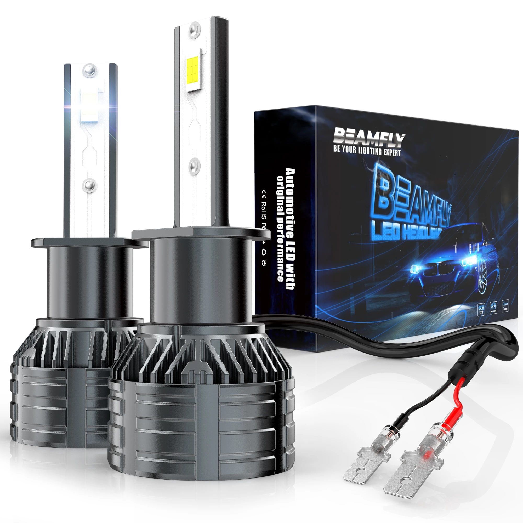 

BEAMFLY 100W H1 LED Headlight Lights 16000 LM H7 H4 Canbus Turbo Headlamp Auto Lamp 6000K White CSP Plug&Play Fog Headlight Bulb