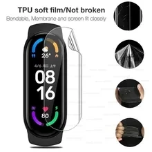 Film hidrogel, 5 buah untuk Xiaomi Mi Band 8 7 6 5 4 3 penutup penuh pelindung layar lembut aksesoris jam tangan bukan kaca