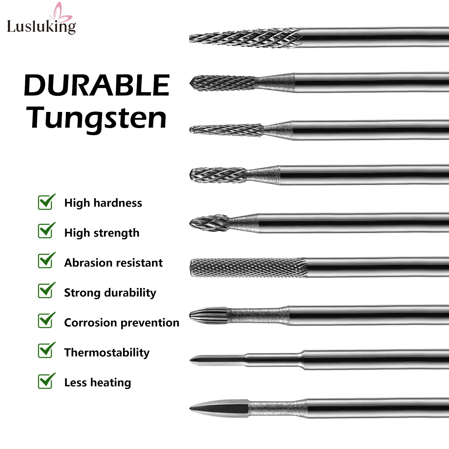 10 Style Tungsten Carbide Nail Drill Bits Nails Electric Files Tools Fine Grinding Bar Milling Cutter for Manicure Pro Efile