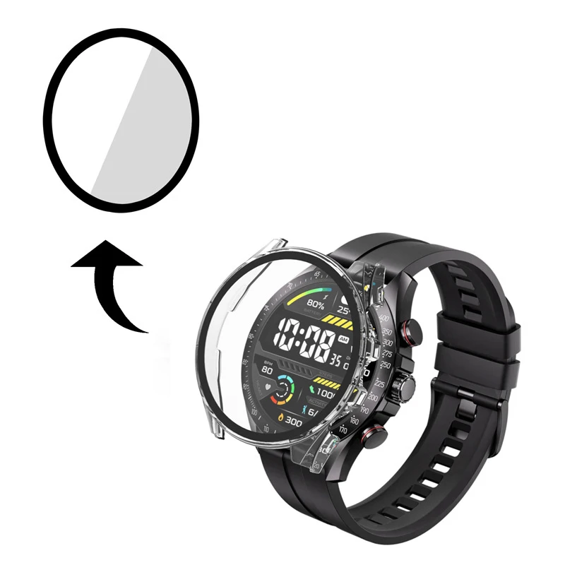 하드 에지 쉘 유리 스크린 보호대 필름 스마트워치 풀 프레임 케이스, Haylou Solar Pro 스마트 워치 보호 범퍼 커버