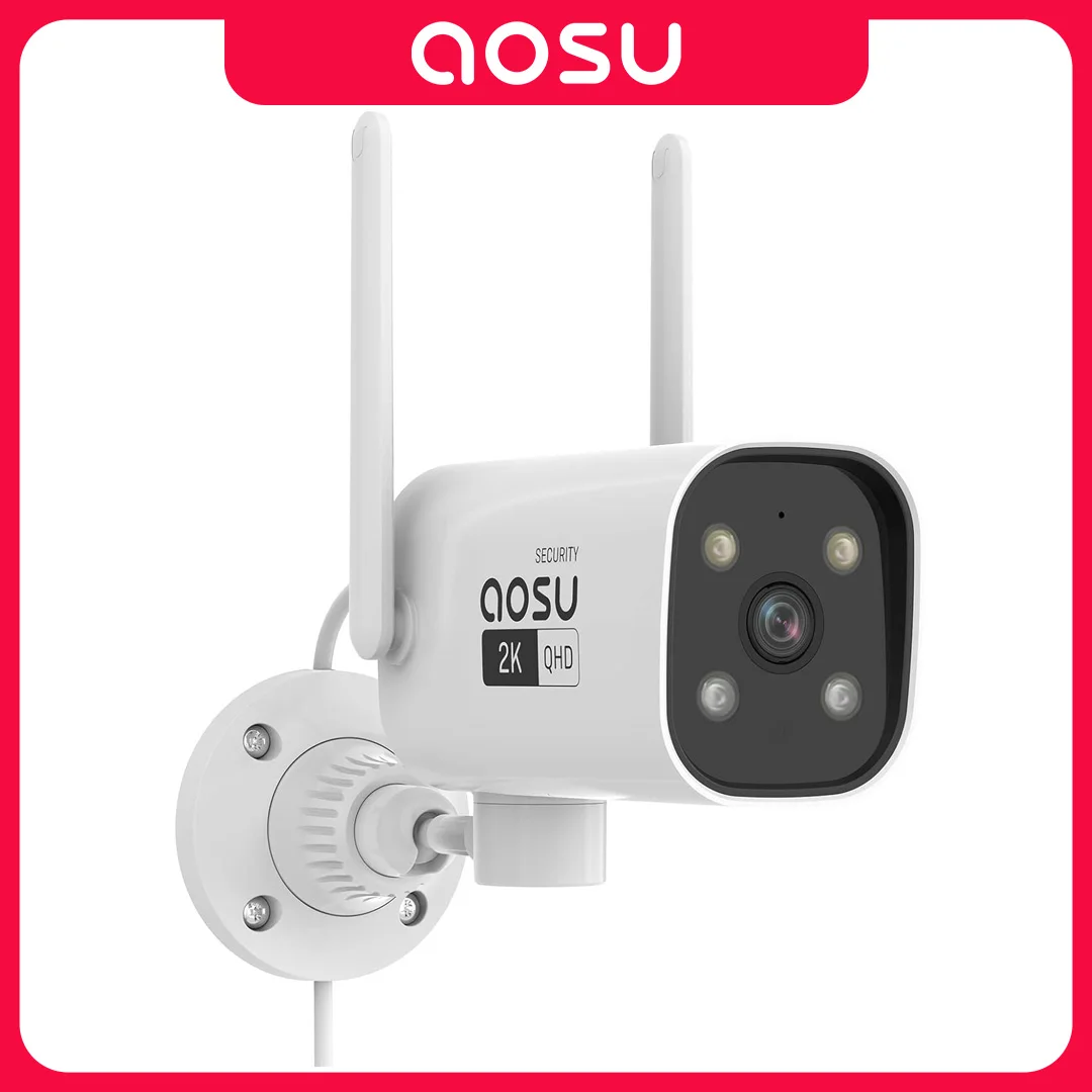 AOSU 3MP Outdoor WiFi Bullet Camera Color Night Vision 2.4/5 GHz Wireless Security Camera 2-way Talk CCTV Camera Support Alexa