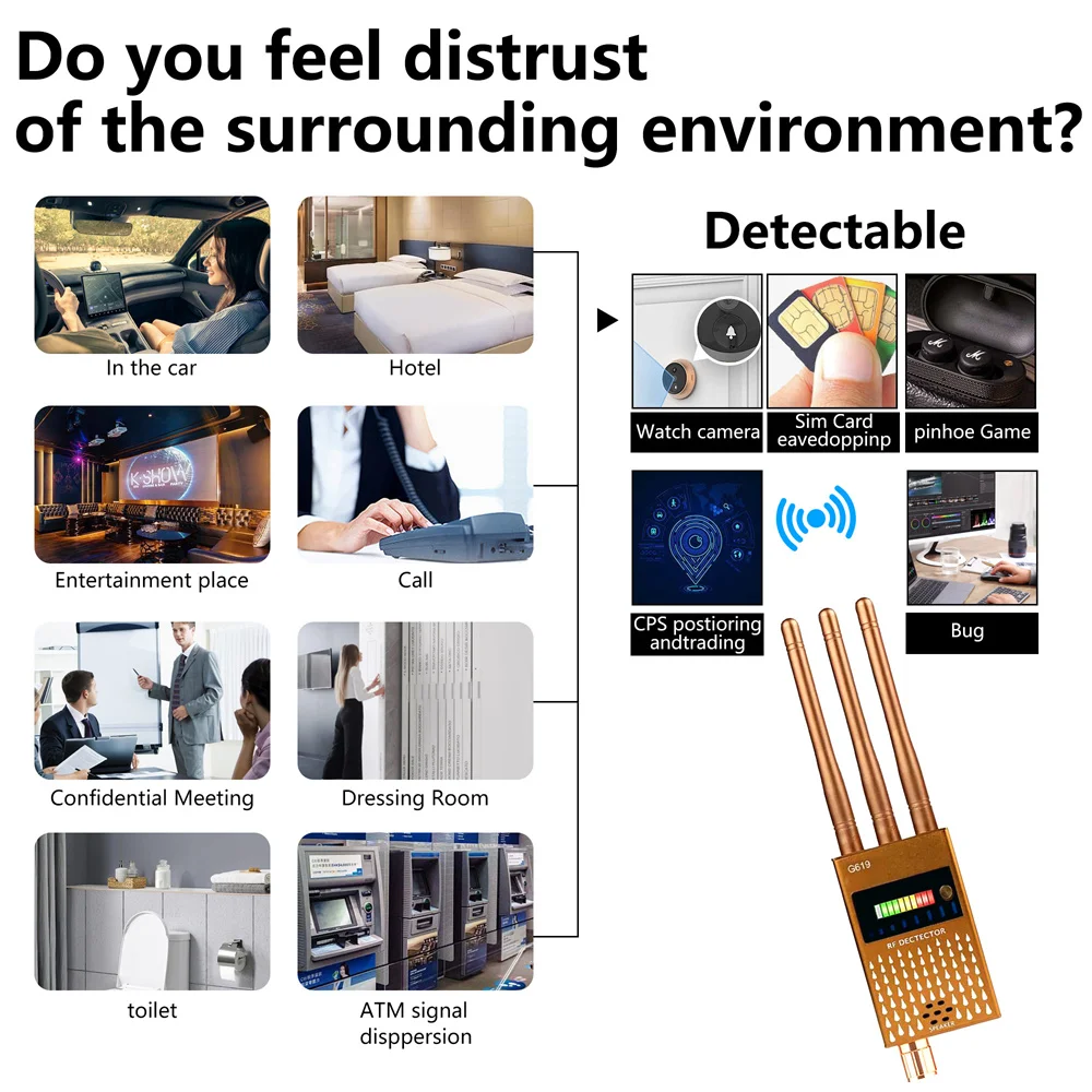 Multi-function Wireless RF Signal Detector Bug GSM Listen Device GPS Signal Lens Tracker Finder Radio Anti Candid Camera Scanner