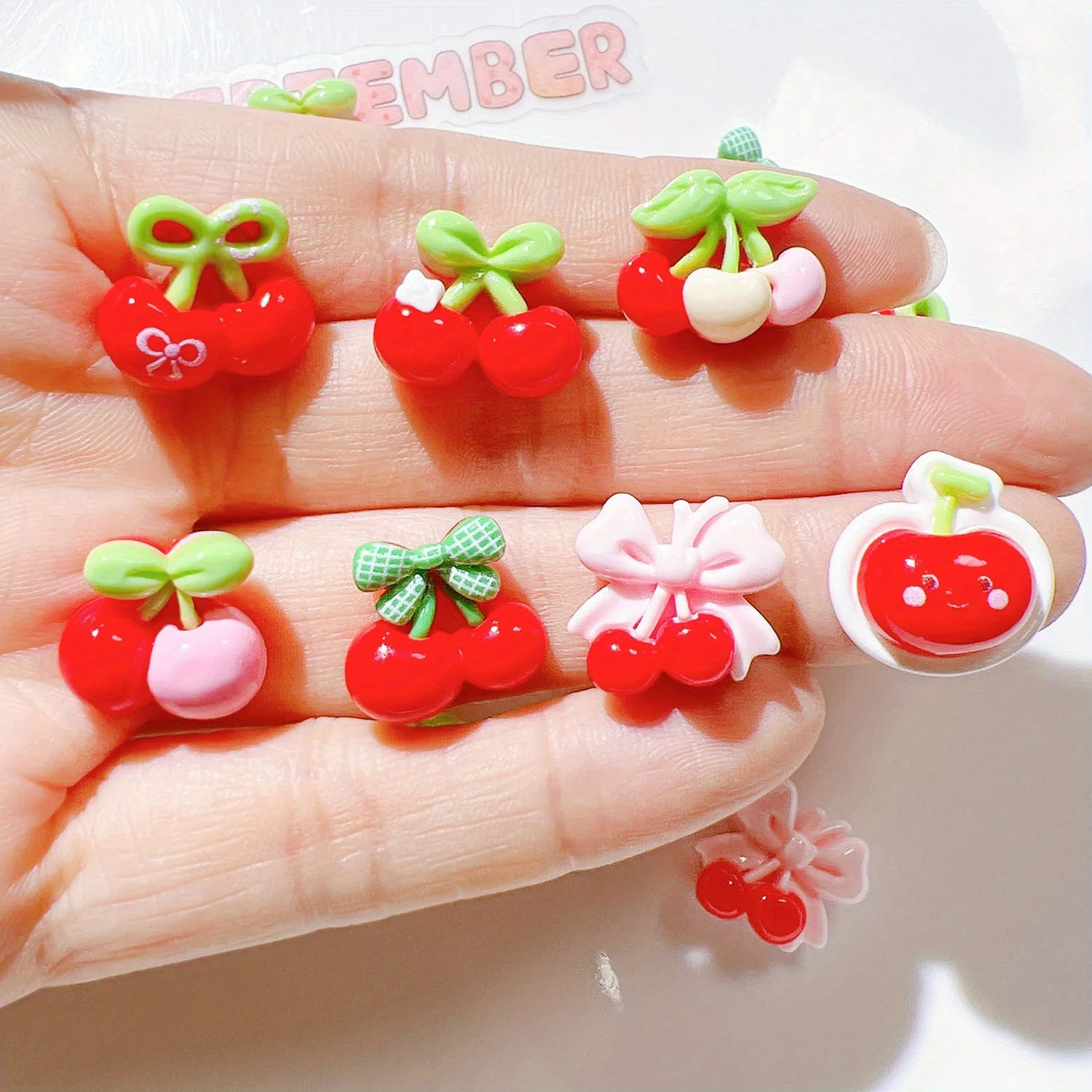 14Pcs, Cherry, DIY, Fridge Decorative Sticker. Accessories, Frame Decorations, Wall Decorations, Scrapbooks