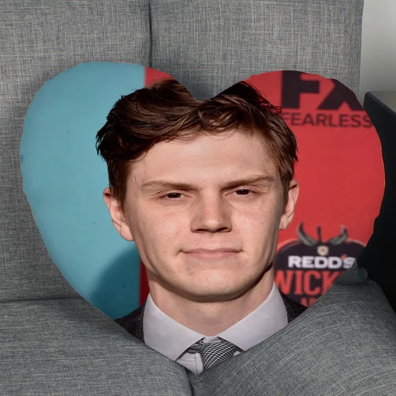 Custom Evan Peters Pillowcase Cover Detective Heart Shape Pillow Cover Bedroom Wedding Decorate