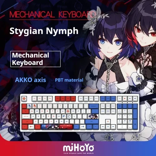 Honkai Impact 3 Stygian 님프 기계식 키보드, Seele Vollerei 유선 무선 RGB 백라이트 키보드