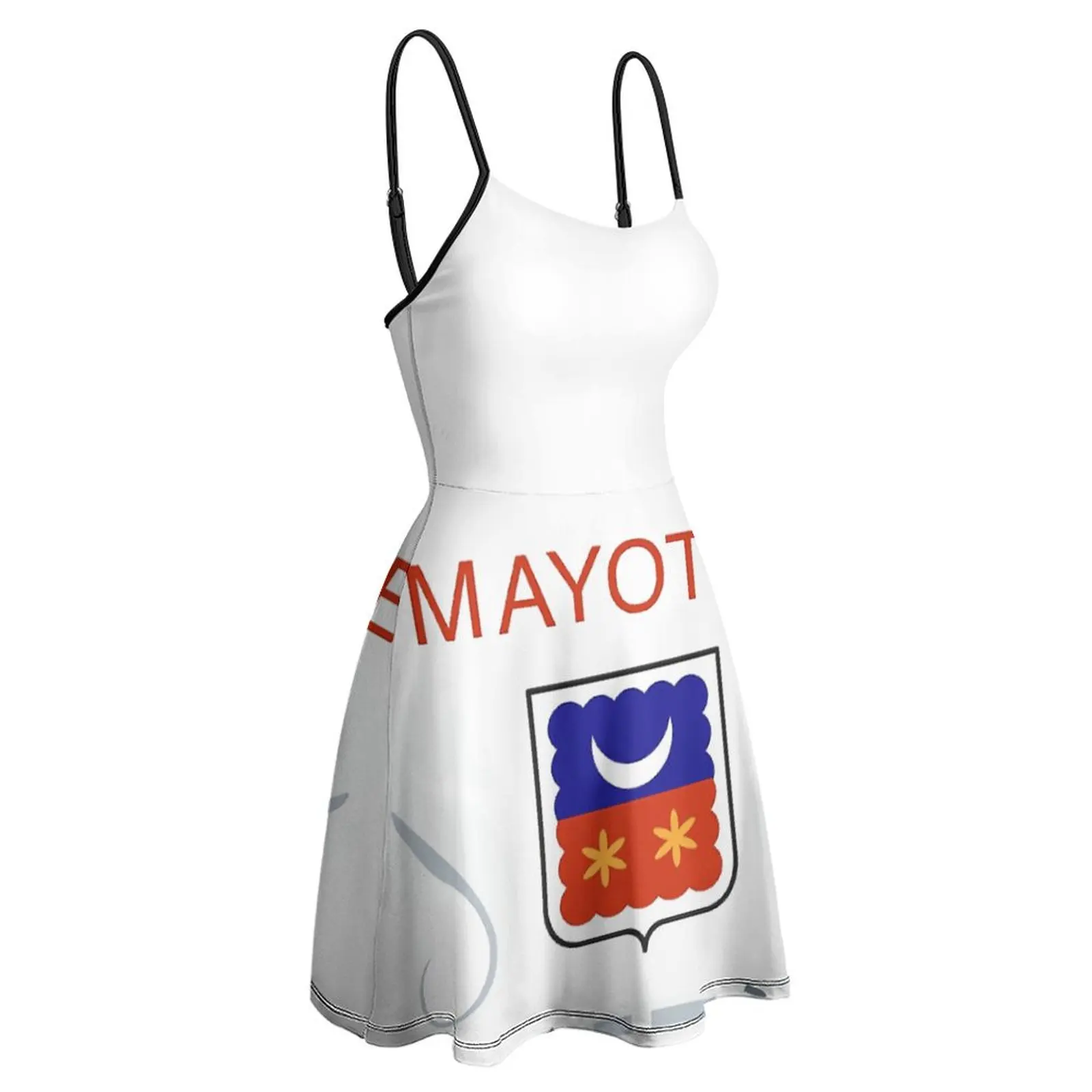 Exotic Mayotte Flag Coat of Arms of Mayotte Flag Gift para mujer, vestido de tirantes, club Vintage divertido, vestido de tirantes para mujer Gra