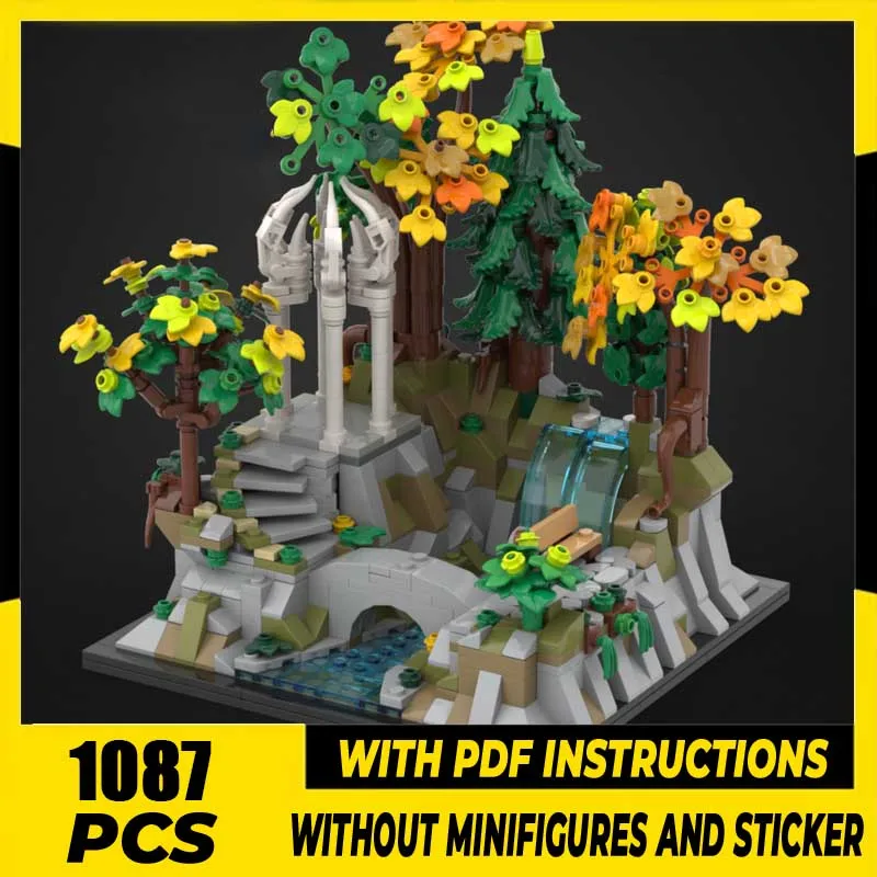 

Magical Rings Moc Building Blocks Pavilion of Rivendell — Elven Realm Series Model Castle Bricks DIY Assembly Holiday Toys Gifts