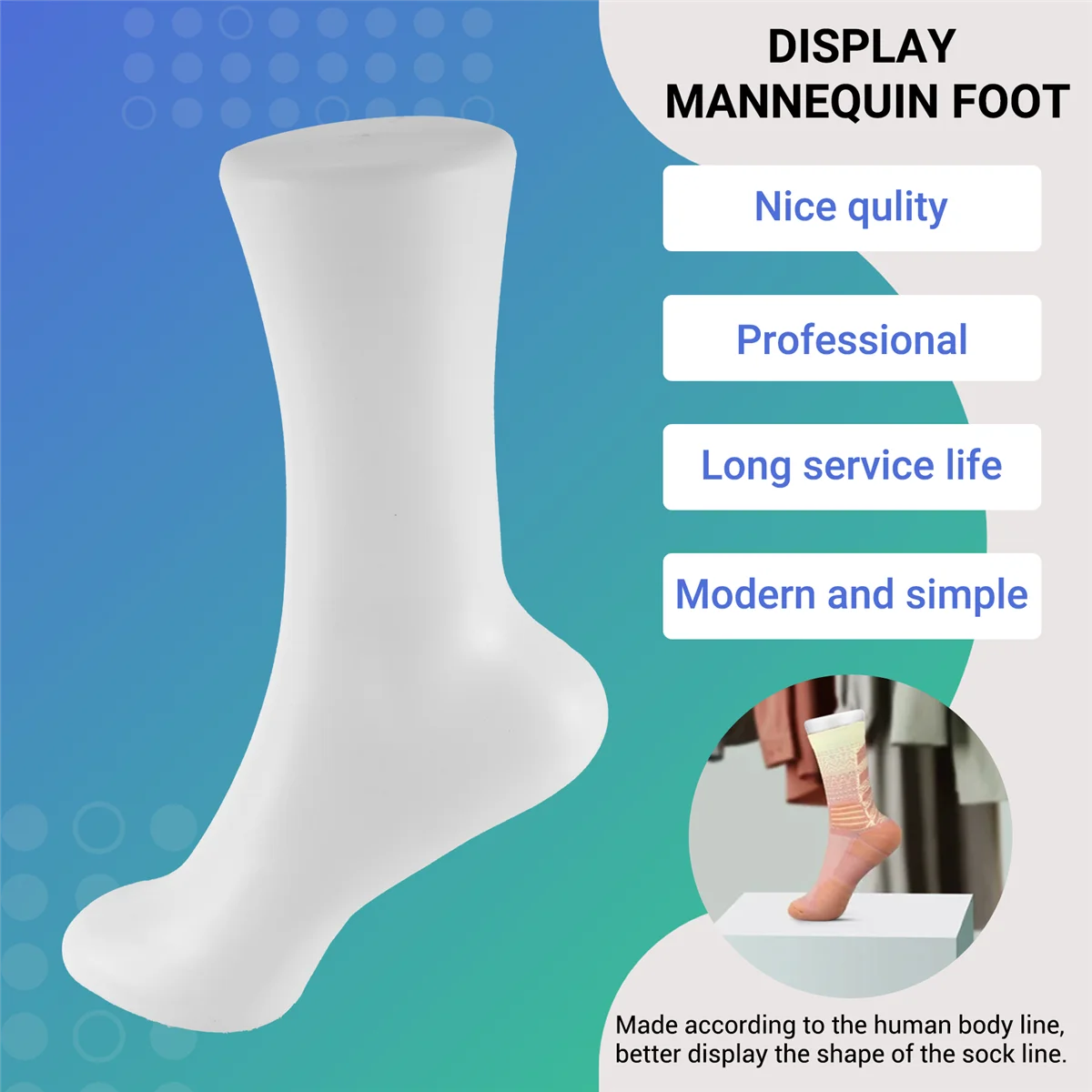 

JHD Female Legs Feet Foot Mannequin Sock Display Mold Short Stocking, Female