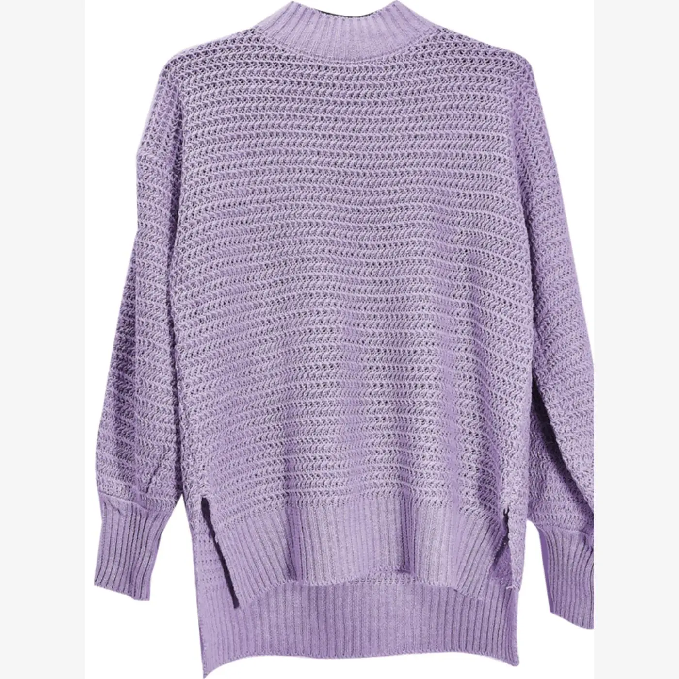 

Loose Long Sve Women's Knitted Sweater Street Sle Splice A-Line Knitwear f High round Ne Regular Length Autumn Faion