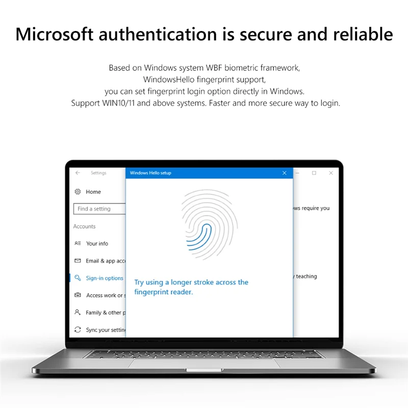 

-ABPU Fingerprint Reader For Windows 7 10 11 Hello Biometric Scanner Padlock For Laptops PC Fingerprint Unlock