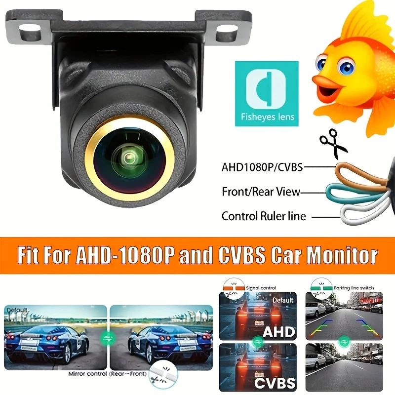 1080P HD Multi-Function Car Camera with 170° Wide Angle,AHD/CVBS Switchable - Front/Rear/Left/Right View Backup Camera