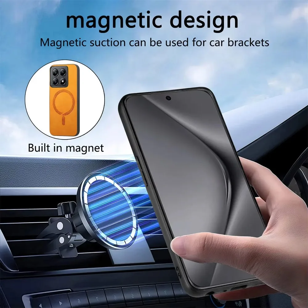 Luxury Case for Xiaomi Poco X8 Pro Max F7 X7 X6 Pro M7 M8 5G Magnetic Leather Back Cover Mi 17 15 15T 14T 13T Poco F6 X 6 Funda