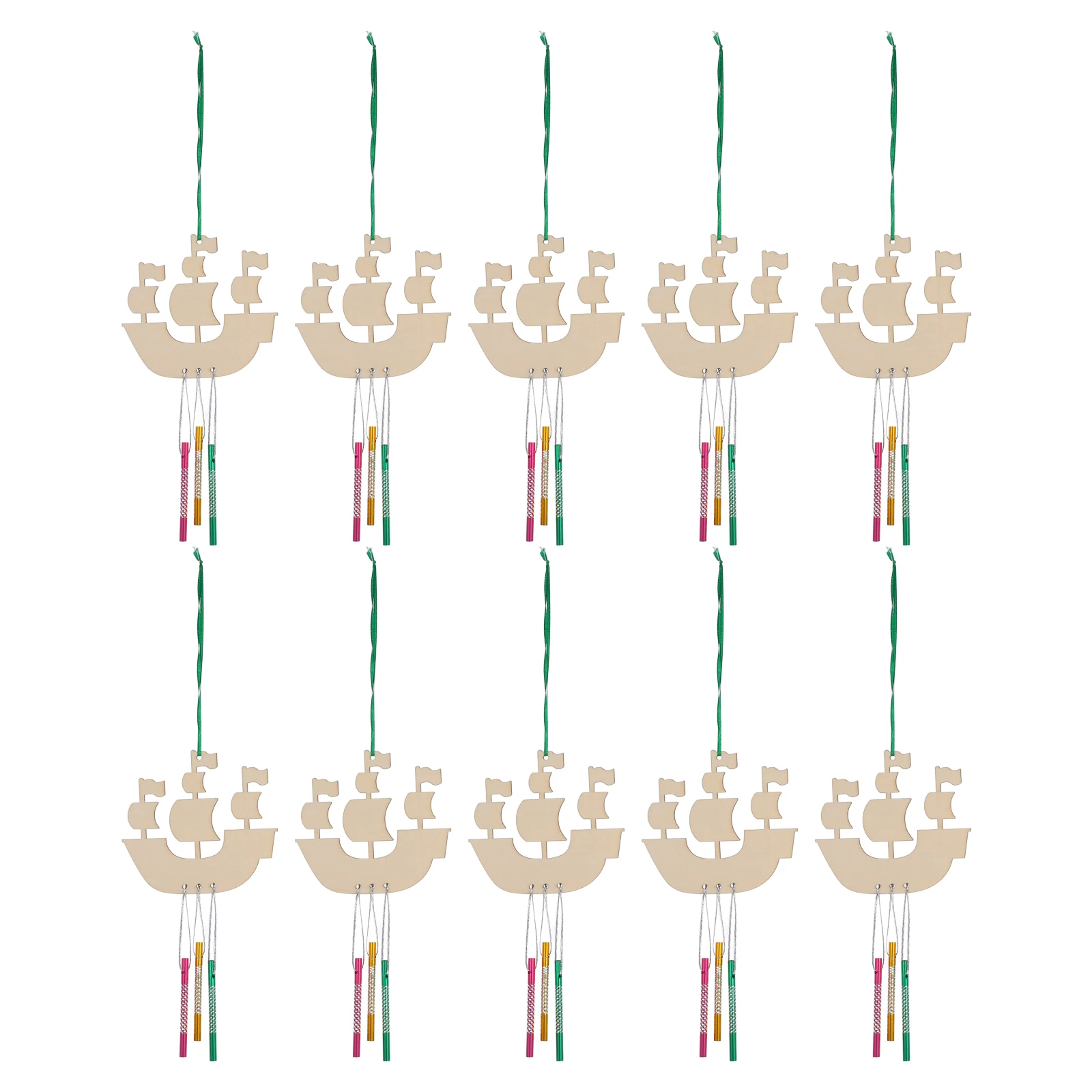 

1 set Pirate Ship Wind Chime Kit Unfinished Wooden DIY Craft Paint Sailboat Decor Hanging Bell Set Kids Room Wall Tree Door