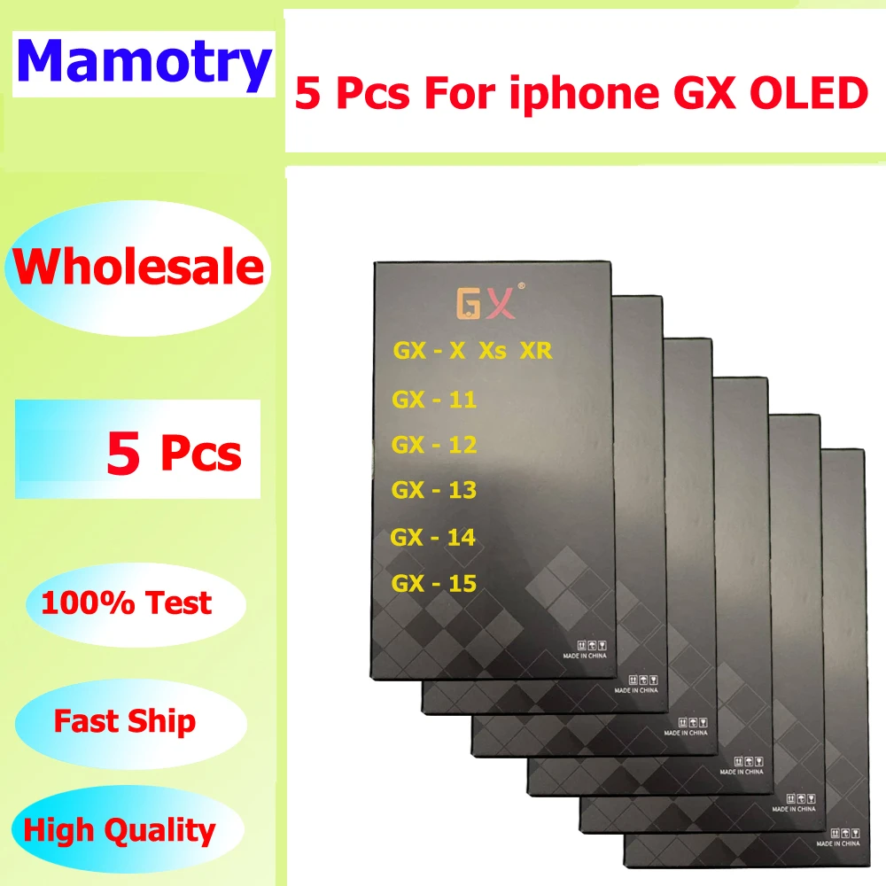 

Оптовая продажа, 5 шт./лот, GX OLED для iPhone X XS XR 11 12 13 14 15 16 Pro Max Plus, мини-экран с сенсорным ЖК-дисплеем в сборе