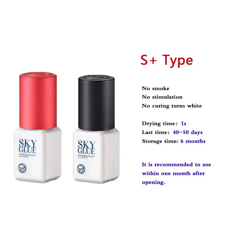 SKY S+ Type Glue 1s Fast Dry Strong Eyelash Extension Glue Adhesive Retention 6-7 Weeks 5ml No Irritation Lashes Glue