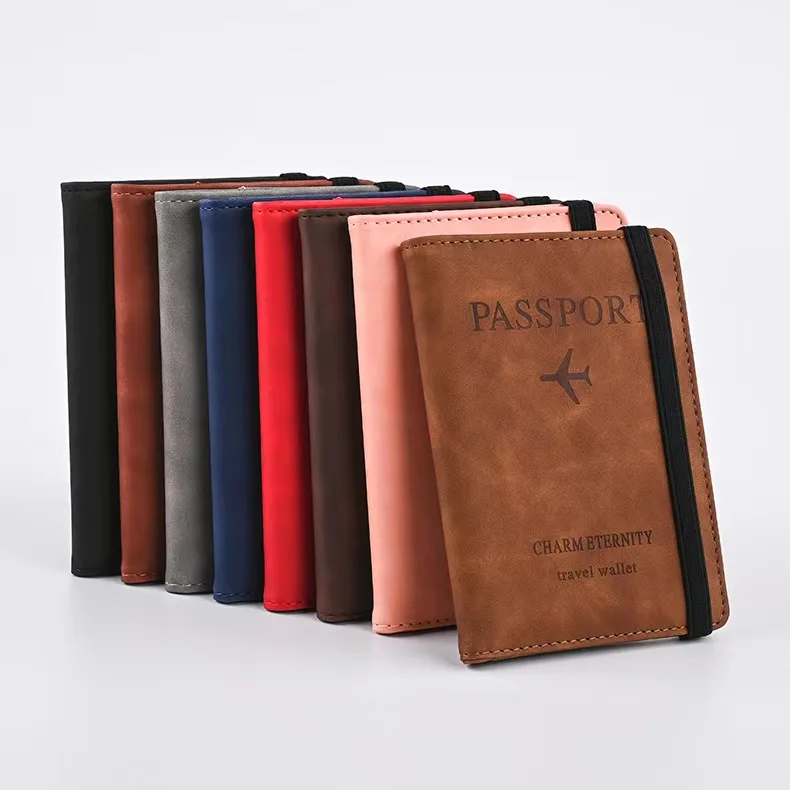 Women Men RFID Vintage Business Passport Covers Holder Multi-Function ID Bank Card PU Leather Wallet Case Travel Accessories