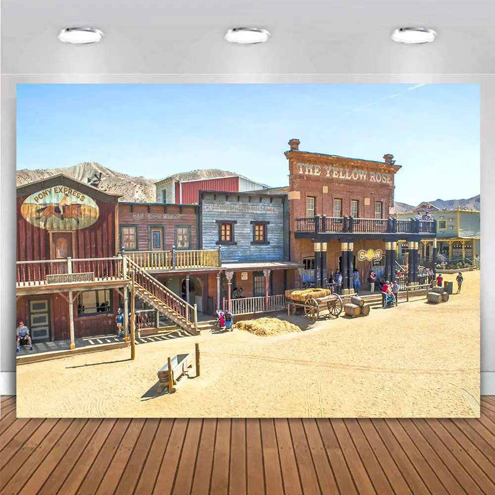 

Western Town Backdrop Farmhouse Vintage Country Wooden Bar Saloon Cowboy Cowgirl Birthday Party Decor Photography Background