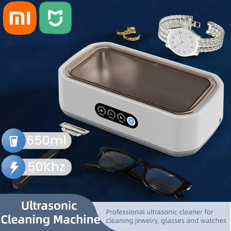 Xiaomi Ultrasonic Clean Machine Large Capacity 650ML Cleaning Machine 5KHz Glasses Jewelry Brace Professional Household Cleaner