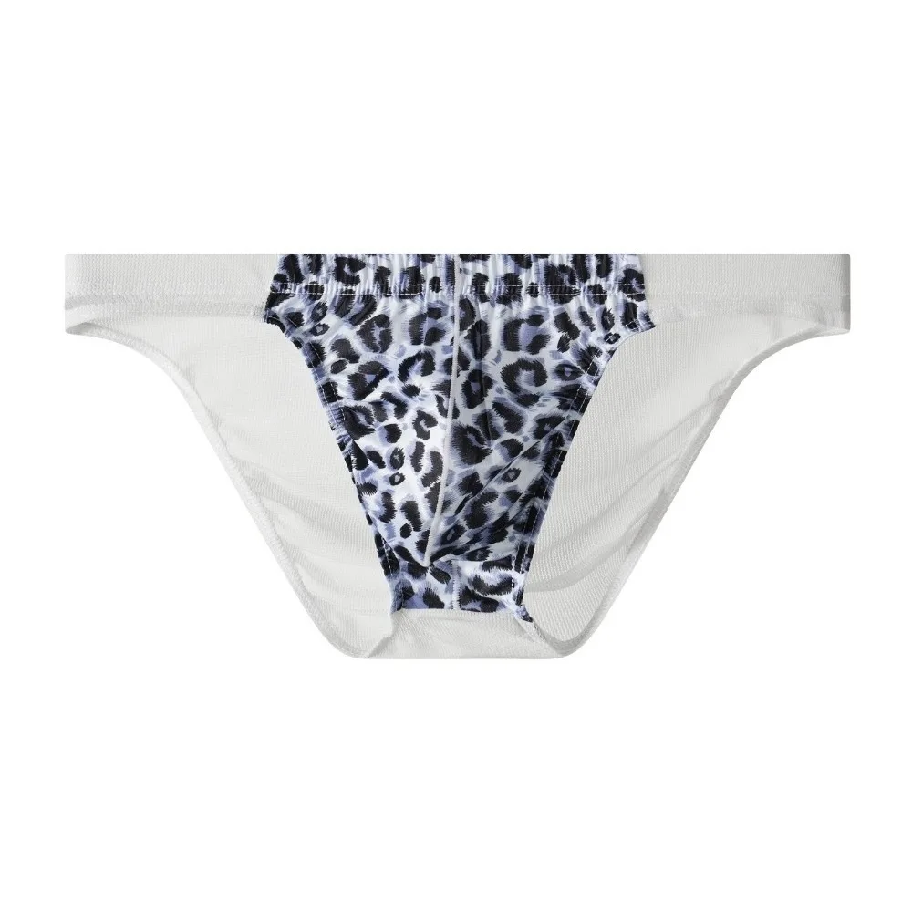 

Comfortable Lingerie Leopard Triangle Panties Low Waist Breathable Men Thin Briefs Transparent Mesh Underwear for Men Male