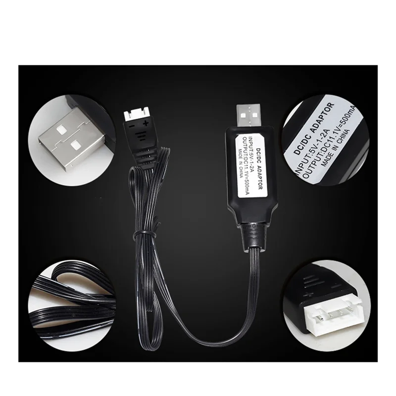 كابل شحن FFYY-USB مع ضوء LED على واجهة لشاحن بطارية ليثيوم 11.1 فولت