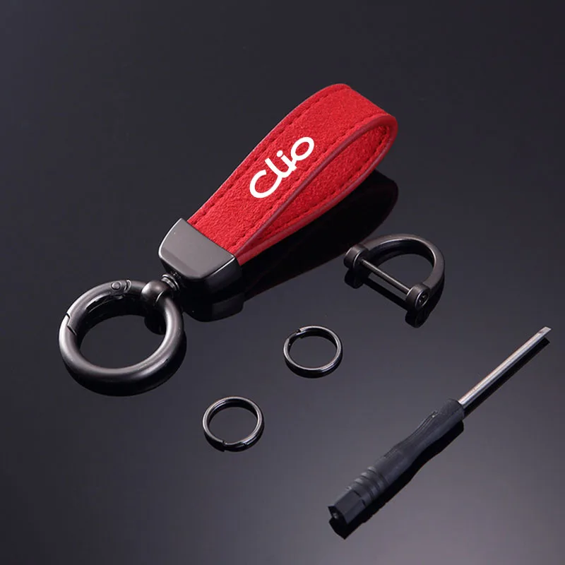 Fashion Solid Color Flip Fur Keychain Lanyard Business Gift Key Chain For Renault Clio 2 3 4 5 MK2 MK3 MK4