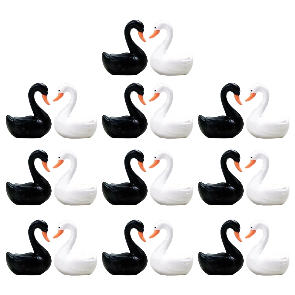 

20 Pcs Simulated Swan Ornaments Adornment Resin Crafts Sculptures Garden Layout Decor Decorative Decorations