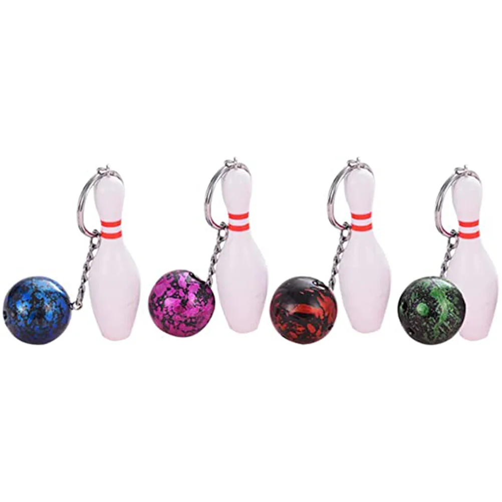 

4 Pcs Bowling Keychain Adorable Keychains Sports Delicate Zinc Alloy Mini Rings