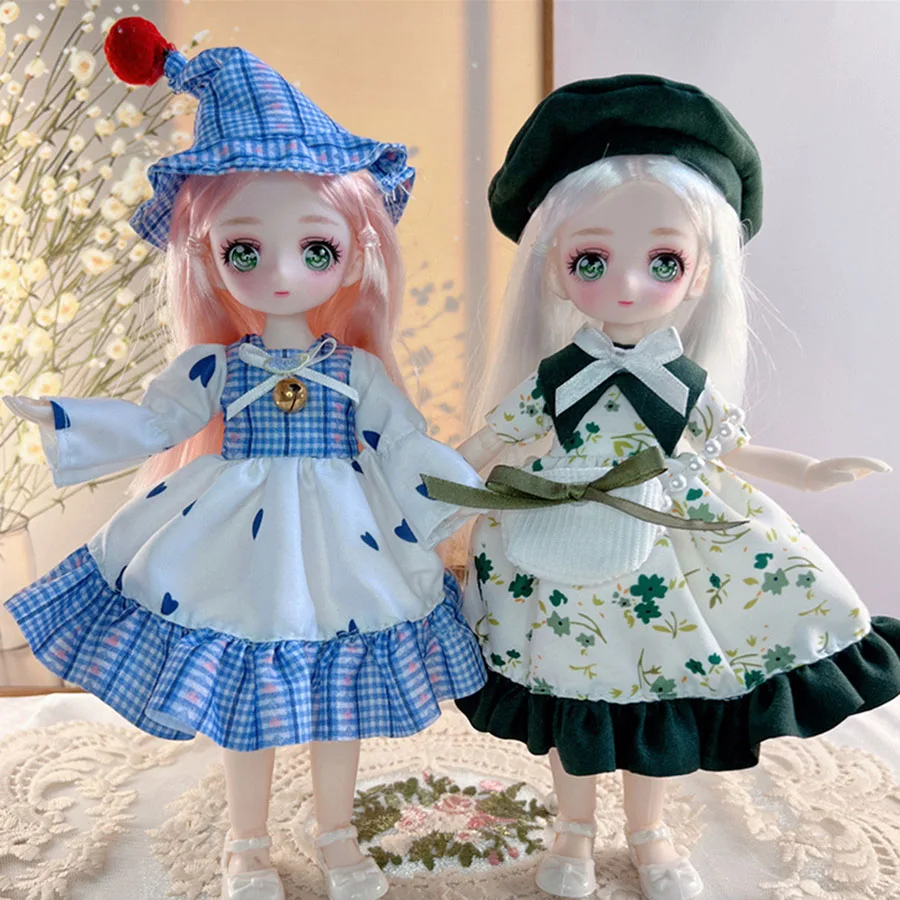 23cm Cute Anime Doll Set 1/7 Bjd Multi Joints Movable Doll with Clothes Girls Birthday Gift Toys