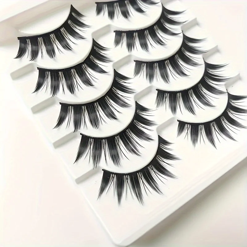 5 pares de pestañas negras naturalmente hermosas, pestañas postizas reutilizables estilo dibujos animados: pueden mejorar el maquillaje de ojos