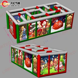 Fast Shipping 6x3m Inflatable Haunted Maze Christmas Themed Inflatable Labyrinth Maze Arena for Sale