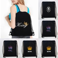 Casual Drawstring Backpack Dust Backpacks Storage Pouch Gym Bags Outdoor Travel Sports Storages Shoe Bags King Print Canvas Bags